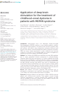 Cover page: Application of deep brain stimulation for the treatment of childhood-onset dystonia in patients with MEPAN syndrome.