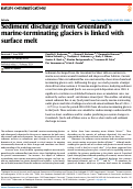 Cover page: Sediment discharge from Greenlands marine-terminating glaciers is linked with surface melt.