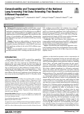 Cover page: Generalizability and Transportability of the National Lung Screening Trial Data: Extending Trial Results to Different Populations.