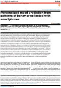 Cover page: Personalized mood prediction from patterns of behavior collected with smartphones