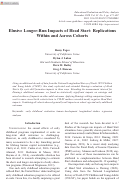 Cover page: Elusive Longer-Run Impacts of Head Start: Replications Within and Across Cohorts