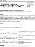 Cover page: “That’s Only for Women”: The Importance of Educating HIV-Positive Sexual Minority Men on HPV and High Resolution Anoscopy (HRA)