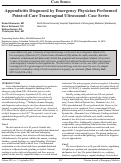 Cover page: Appendicitis Diagnosed by Emergency Physician Transvaginal Ultrasound: Case Series