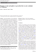 Cover page: Response of ants and spiders to prescribed fire in oak woodlands of California