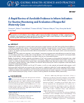 Cover page: A Rapid Review of Available Evidence to Inform Indicators for Routine Monitoring and Evaluation of Respectful Maternity Care