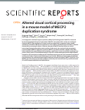 Cover page: Altered visual cortical processing in a mouse model of MECP2 duplication syndrome