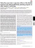 Cover page: Thirty-five years later: Long-term effects of the Matlab maternal and child health/family planning program on older women’s well-being