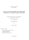 Cover page: Crystal Growth Modeling and Morphology Prediction of Complex Organic Molecules