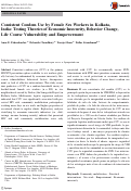 Cover page: Consistent Condom Use by Female Sex Workers in Kolkata, India: Testing Theories of Economic Insecurity, Behavior Change, Life Course Vulnerability and Empowerment