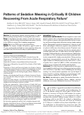 Cover page: Patterns of Sedation Weaning in Critically Ill Children Recovering From Acute Respiratory Failure