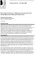 Cover page: Occupant Control of Windows: Accounting for Human Behavior in Building Simulation