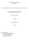 Cover page: Reviving the Organismic Analogy in Sociology: Human Society as an Organism