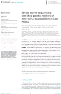 Cover page: Whole exome sequencing identifies genetic markers of enterovirus susceptibility in East Asians.