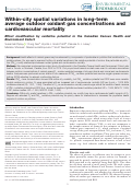 Cover page: Within-city spatial variations in long-term average outdoor oxidant gas concentrations and cardiovascular mortality: Effect modification by oxidative potential in the Canadian Census Health and Environment Cohort.