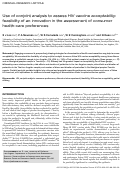 Cover page: Use of conjoint analysis to assess HIV vaccine acceptability: feasibility of an innovation in the assessment of consumer health-care preferences