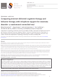 Cover page: Comparing internet-delivered cognitive therapy and behavior therapy with telephone support for insomnia disorder: a randomized controlled trial.