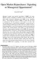 Cover page: Open Market Repurchases: Signaling or Managerial Opportunism