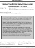 Cover page: Assessment and Diagnosis of Mental Illness in EDs Among Individuals Without a Home: Findings from the National Hospital Ambulatory Care Survey