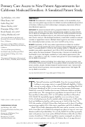 Cover page: Primary Care Access to New Patient Appointments for California Medicaid Enrollees: A Simulated Patient Study