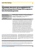 Cover page: Systematic discovery of recombinases for efficient integration of large DNA sequences into the human genome