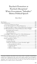 Cover page: Paycheck Protection or Paycheck Deception? When Government “Subsidies” Silence Political Speech