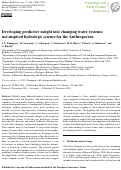 Cover page: Developing predictive insight into changing water systems: use-inspired hydrologic science for the Anthropocene