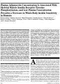 Cover page: Plasma Adiponectin Concentration Is Associated With Skeletal Muscle Insulin Receptor Tyrosine Phosphorylation, and Low Plasma Concentration Precedes a Decrease in Whole-Body Insulin Sensitivity in Humans