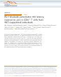 Cover page: PD-1 blockade potentiates HIV latency reversal ex vivo in CD4+ T cells from ART-suppressed individuals