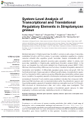 Cover page: System-Level Analysis of Transcriptional and Translational Regulatory Elements in Streptomyces griseus