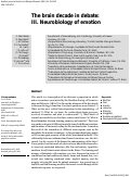 Cover page: The brain decade in debate: III. Neurobiology of emotion
