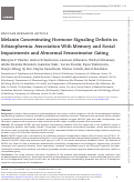 Cover page: Melanin Concentrating Hormone Signaling Deficits in Schizophrenia: Association with Memory and Social Impairments and Abnormal Sensorimotor Gating