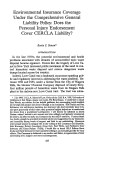 Cover page: Environmental Insurance Coverage under the Comprehensive General Liability Policy: Does the Personal Injury Endorsement Cover CERCLA Liability?