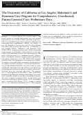 Cover page: The University of California at Los Angeles Alzheimer's and Dementia Care Program for Comprehensive, Coordinated, Patient‐Centered Care: Preliminary Data