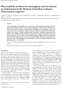 Cover page: Microsatellite evidence for monogamy and sex‐biased recombination in the Western Australian seahorse Hippocampus angustus