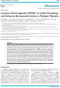 Cover page: Lycorine Downregulates HMGB1 to Inhibit Autophagy and Enhances Bortezomib Activity in Multiple Myeloma