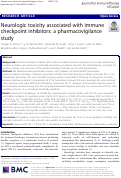 Cover page: Neurologic toxicity associated with immune checkpoint inhibitors: a pharmacovigilance study.