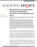 Cover page: Microfluidic channel optimization to improve hydrodynamic dissociation of cell aggregates and tissue