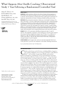 Cover page: What Happens After Health Coaching? Observational Study 1 Year Following a Randomized Controlled Trial.