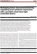 Cover page: Reshaping tumor microenvironment by regulating local cytokines expression with a portable smart blue-light controlled device.