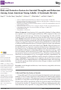 Cover page: Risk and Protective Factors for Suicidal Thoughts and Behaviors Among Asian American Young Adults: A Systematic Review.