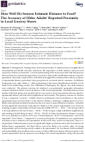 Cover page: How Well Do Seniors Estimate Distance to Food? The Accuracy of Older Adults’ Reported Proximity to Local Grocery Stores
