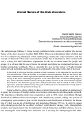 Cover page: REVIEW OF: “THE ANIMAL NAMES OF THE ARAB ANCESTORS,” AUTHORED BY WILLIAM C. YOUNG