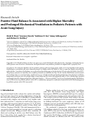 Cover page: Positive Fluid Balance Is Associated with Higher Mortality and Prolonged Mechanical Ventilation in Pediatric Patients with Acute Lung Injury