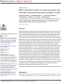 Cover page: Effect of preterm birth on early neonatal, late neonatal, and postneonatal mortality in India