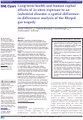 Cover page: Long-term health and human capital effects of in utero exposure to an industrial disaster: a spatial difference-in-differences analysis of the Bhopal gas tragedy.