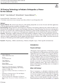 Cover page: 3D Printing Technology in Pediatric Orthopedics: a Primer for the Clinician.