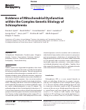 Cover page: Evidence of Mitochondrial Dysfunction within the Complex Genetic Etiology of Schizophrenia