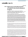 Cover page: Measuring social determinants of health in the All of Us Research Program.