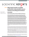 Cover page: Beta-band activity in medial prefrontal cortex predicts source memory encoding and retrieval accuracy