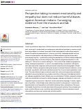 Cover page: Perspective-taking increases emotionality and empathy but does not reduce harmful biases against American Indians: Converging evidence from the museum and lab